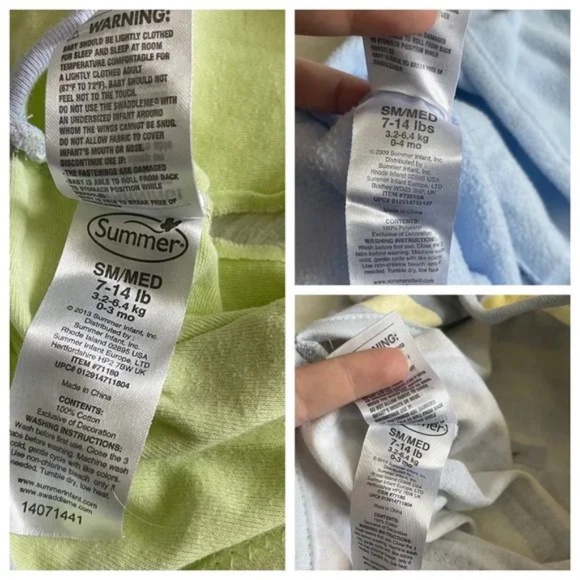 Summer Infant Baby Swaddles Small S/M 7-14 lbs Set of 3 Baby Boy Sleep Sack - Picture 3 of 6